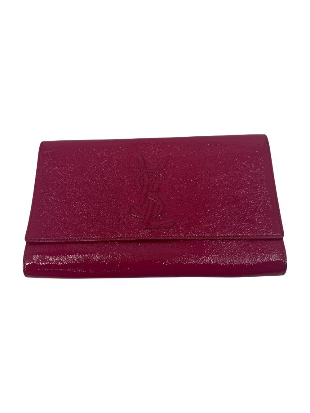 Saint Laurent Belle de Jour Fuchsia Patent Leather Flap Clutch LegitApp Tag